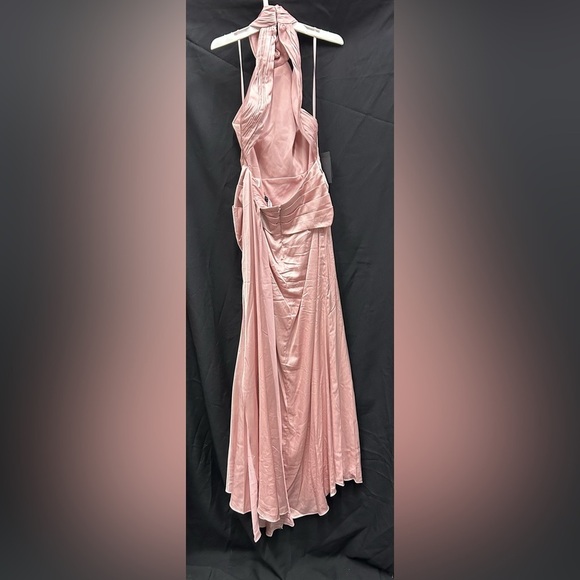 MAC DUGGAL 11642 NWT Pink Open Back High Neck Side Ruched Gown - Picture 5 of 6